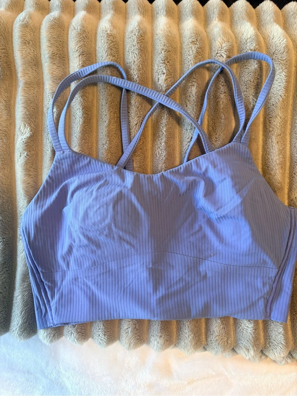 LULULEMON Periwinkle Ribbed Sports Bra - Picture 1 of 2